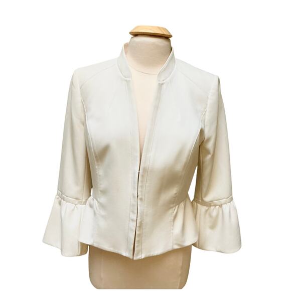 White House Black Market Peplum Blazer SZ 12 Cream Off-White - Picture 1 of 10